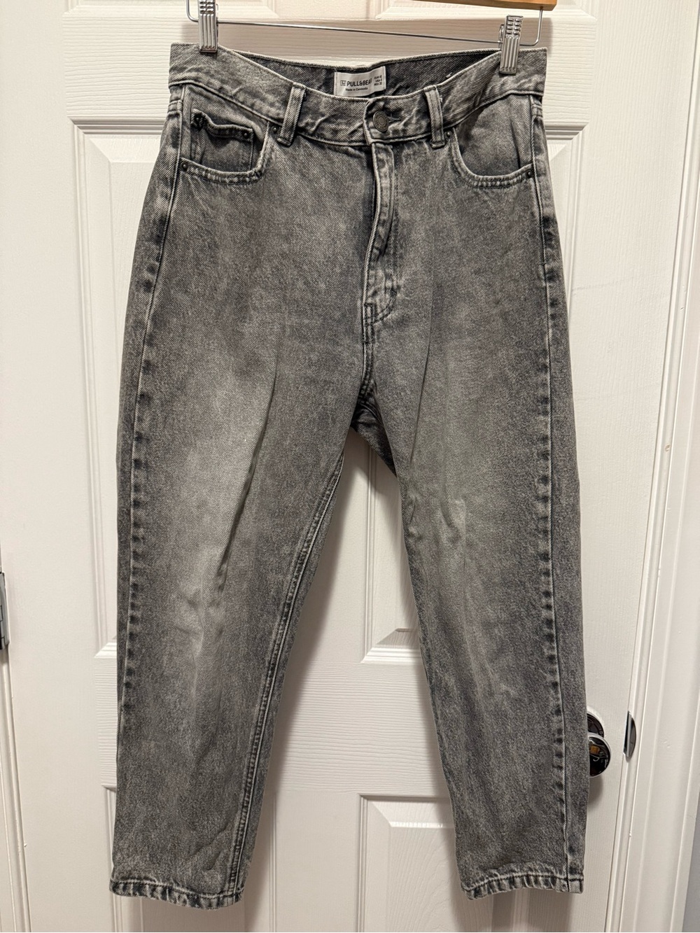 Pull & Bear Gray Washed High Waist Mom Fit Jeans